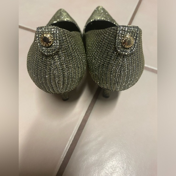 Michael Kors  Glitter Chain Mesh Sparkly Black/Gold Heels 7M - Picture 5 of 16